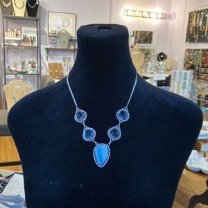 Brand New! Owyhee Opal & Blue Topaz Sterling Silver Necklace